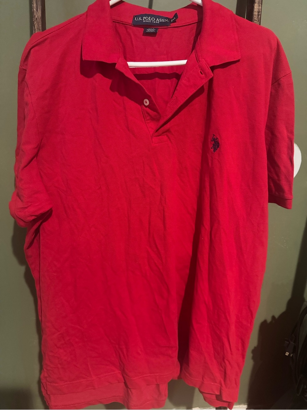U.S. Polo Assn. Red Short-Sleeve Polo with Navy Logo